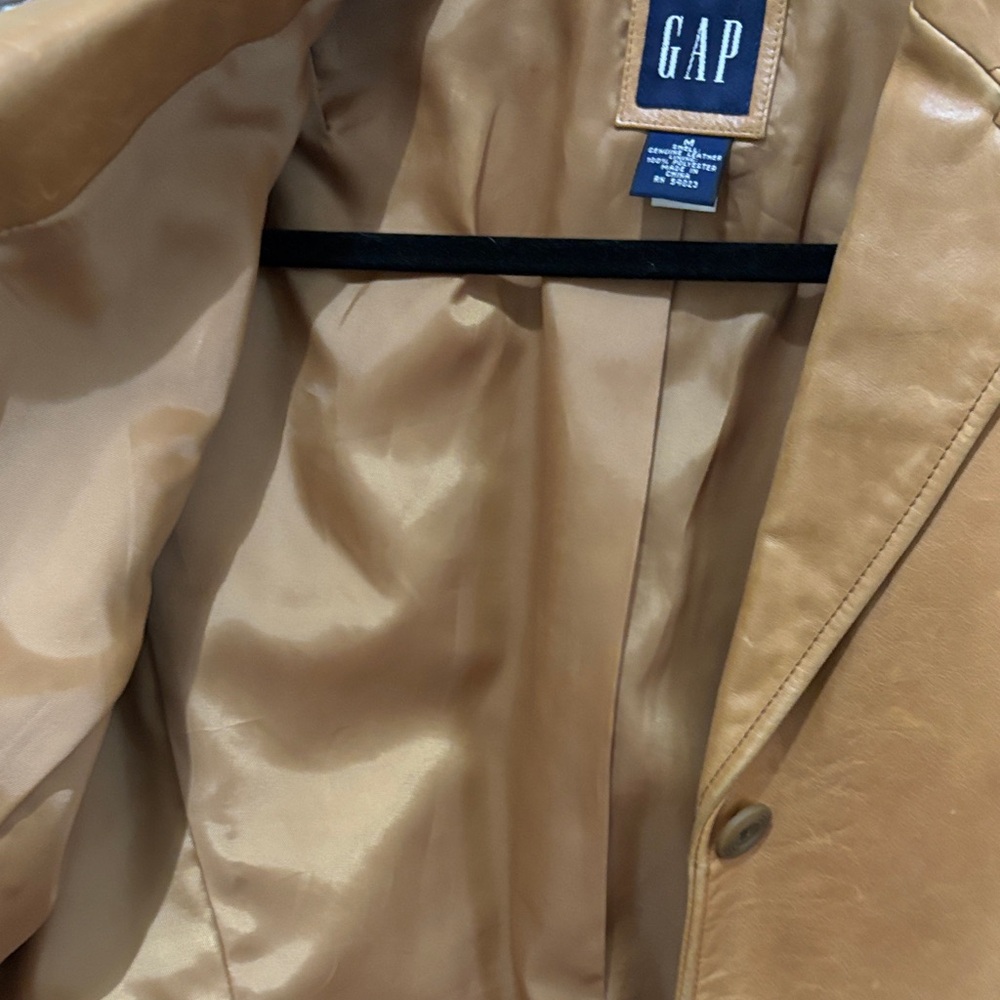 Gap Camel Leather Blazer Jacket Medium Vintage Y2… - image 8